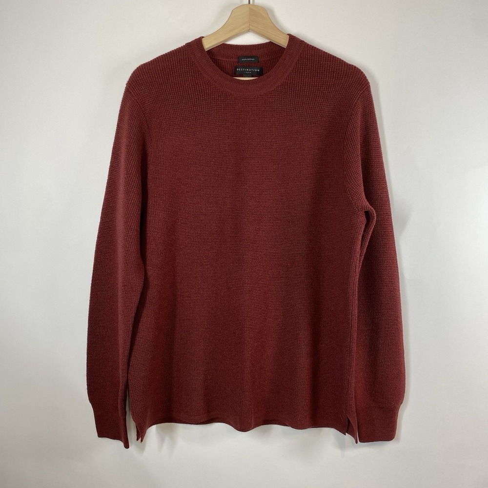 J.CREW Womens Destination 100% Merino Wool Sweater Size L Red Brown Heritage